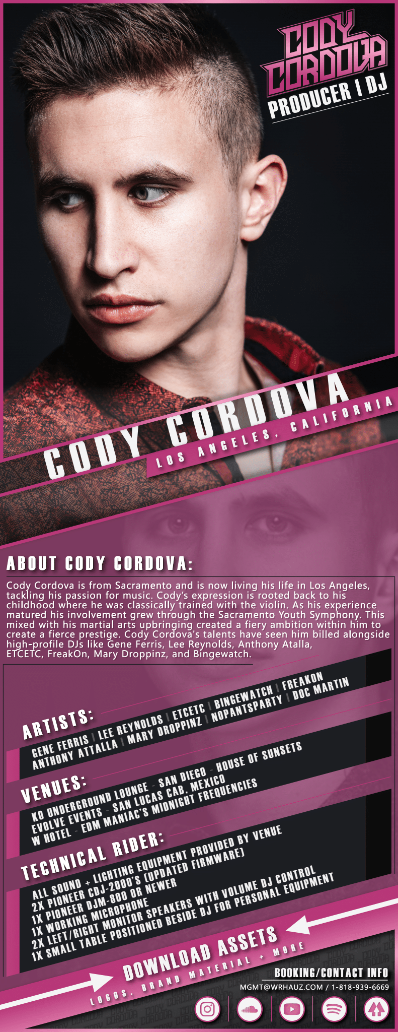 Official EPK for Los Angeles based Tech House artist Cody Cordova.